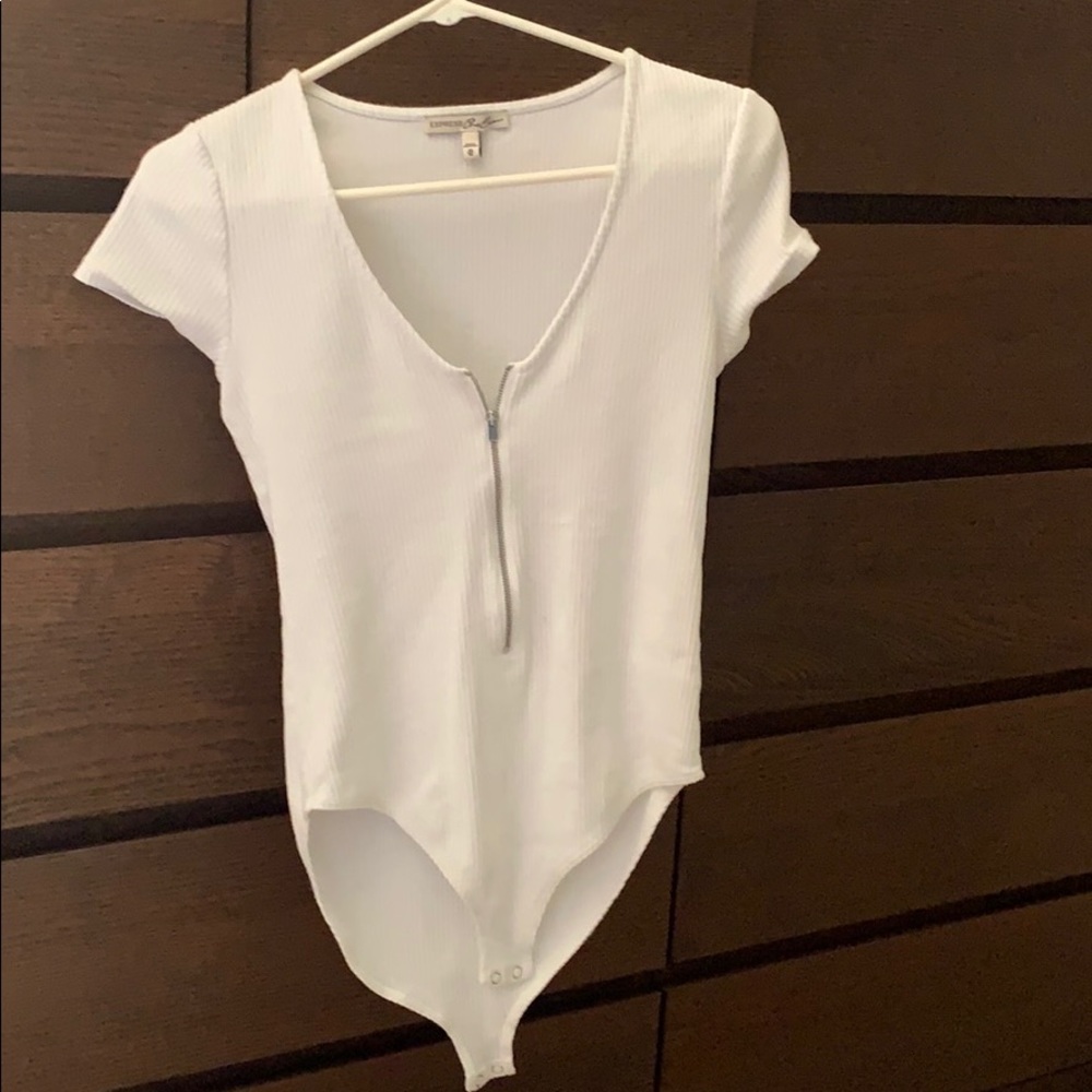 V-neck zip up body suit